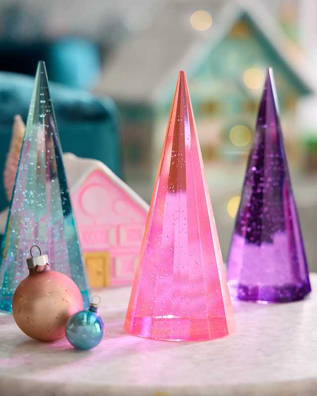 Dark Pink Crystal Cone Tree, 7"